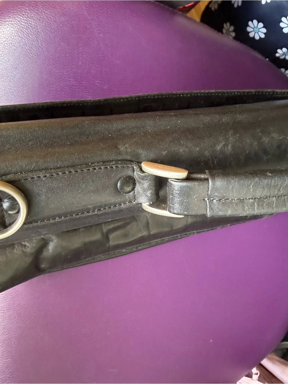 Black Leather Men's Briefcase with Top Handle and Metal Clasp